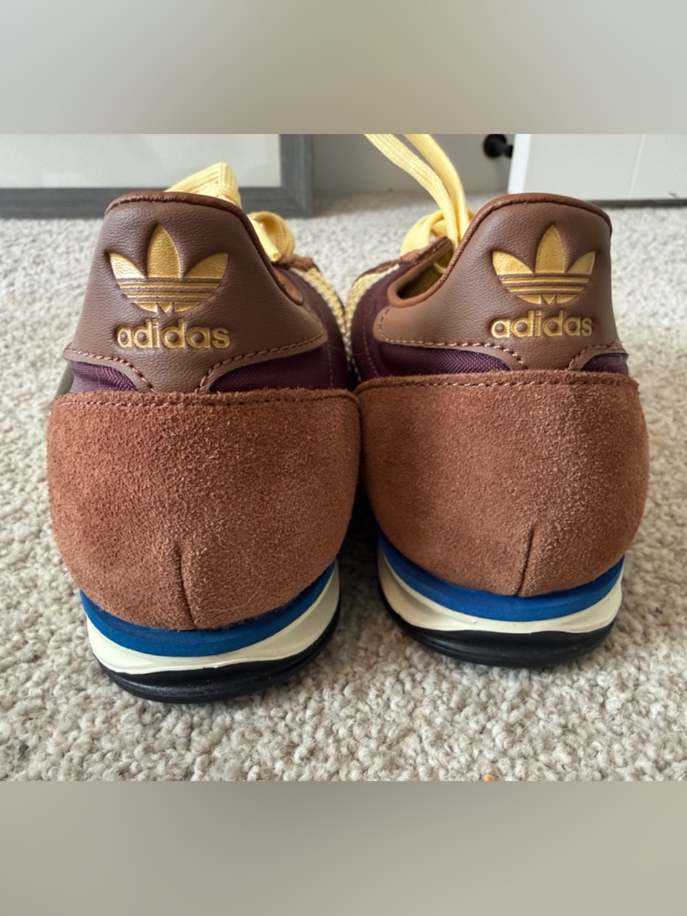 Adidas SL72 Maroon & Yellow Retro Sneaker with Stripe Detail | 6.5 - Picture 4 of 7